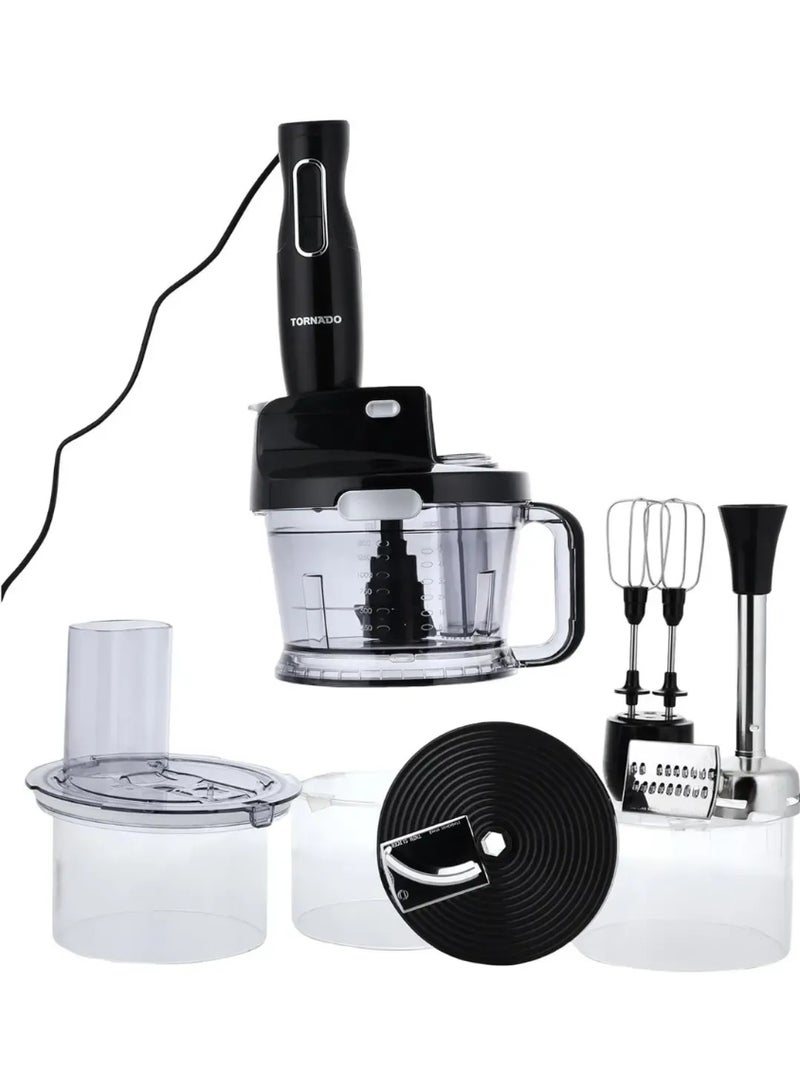 Tornado 4-in-1 Hand Blender, 1000W Power, 3 Blades for Spiral Slices, Ribbons & Shreds, Black/Stainless Steel - Model THB-1000MK - Image 4